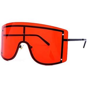 Kepoita Fashion Oversized Sunglasses for Women Flat Top Futuristic Shield Large Cover Visor Eyeglasses One Piece Design