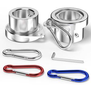 ZMTECH 2 Pack Flag Pole Rings,Silver Aluminum Alloy Flagpole Rings 360 Rotating Anti Wrap Mounting Ring with Colored Metal Clips for 0.75-1.00 Inch Diameter Flagpole