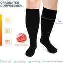 Plus Size Compression Socks for Women Men Wide Calf L/XL-5XL (15-20mmhg) Knee High Socks Support Compression Stockings for Nurses and Flying (Zipper - 3 Pairs - Black)