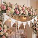 Tegeme 7.8 ft Wedding Pearl Fabric Banner Party Triangle Pennant Banner for Garland Toddler Playroom Wall Decor Nursery Birthday Boho Wedding Party Event