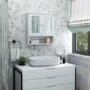 TaoHFE Medicine Cabinet, Medicine Cabinets for Bathroom with Mirror 2 Doors 3 Open Shelf, Bathroom Cabinet Wall Mounted Wooden Storage Over Toilet Laundry Room Kitchen