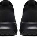 LDJ Womens Lightweight Slip on Walking Shoes Comfort Breathable Nurse Shoe Mesh Sock Casual Fashion Tennis Running Sneakers (8.5, Black)