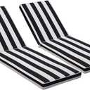 Only choice 2 Pcs Set Outdoor Lounge Chair Cushions Patio Chaise Lounge Replacement Cushions Furniture Seat Cushions(Black+White Stripes-2 pcs)