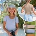 3 Pack Girls Shirts Scoop Neck Ribbed T Shirts Teens Short Sleeve Slim Fit Summer Tees for Kids Age 5-14
