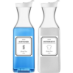 Laundry Detergent Dispenser,54oz Fabric Softener Dispenser, Plastic Liquid Laundry Detergent Container, Laundry Detergent Organizer for Laundry Room Organization with 4 Labels,2 Pack (No Tray)