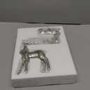 2PCS Christmas Deer Pendant Bedding and Standing Gold Deer Resin Home Decoration Suitable for Fireplace Living Room Dining Table Christmas Decoration (Silvery)