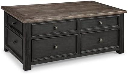 Signature Design by Ashley Tyler Creek Rustic Farmhouse Lift Top Coffee Table with Drawers, Brown & Black