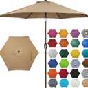 Blissun 7.5 ft Patio Umbrella, Yard Umbrella, Outdoor Market Umbrella with Push Button Tilt Crank (Tan)
