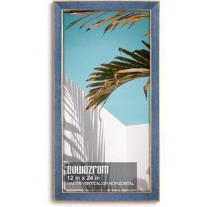 Suede 12x24 Frame - Single Frame, Christmas Elegant Sky Blue 12 x 24 Poster Frame, 12x24 Picture Frame for Artwork Puzzles Photos and Movie Posters
