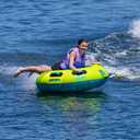 O'Brien LeTube Deluxe Towable Tube 1 Person Donut-Style Inflatable for Boating & Lake Watersports 56" Durable Full Nylon Cover, Lightning Valve & Quick-Connect Tow Hook