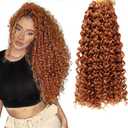 GoGo Curl Crochet hair 18inch Water Wave Crochet hair Synthetic Bohemian Crochet Braid Ginger Deep Wave Braiding hair Extensions (5Packs,#350)