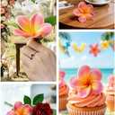 20pcs Pink Orange Color PU Real Touch Lifelike Artificial Hawaiian Plumeria Frangipani Flower Detachable Flower Stems Wedding Home Party Decoration