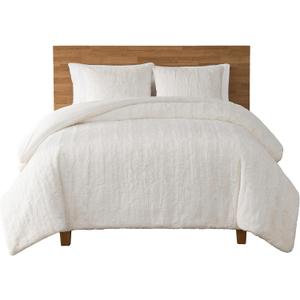 UGG King Size Comforters Set, Faux Fur Extra Soft Comforter Set King, Oversized Fluffy Reversible Cream Micromink Bedding with 2 Zipper Pillow Shams, Luxury White Bed Decor, Snow, Alondra