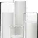Shihanee Set of 4 White Pillar Candles and Glass Cylinder Vases 4 Sizes Clear Cylinder Candle Holders for Pillar Candles Home Table Centerpieces Decoration (2.6'' X 3.9'',5.9'',7.9'',9.8'')