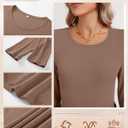 Ficerd 3 Pack Women's Ribbed Long Sleeve Tops, Crew Neck Slim Fit Undershirts Knit Basic Casual Stretch Layering Tee Shirts (S)