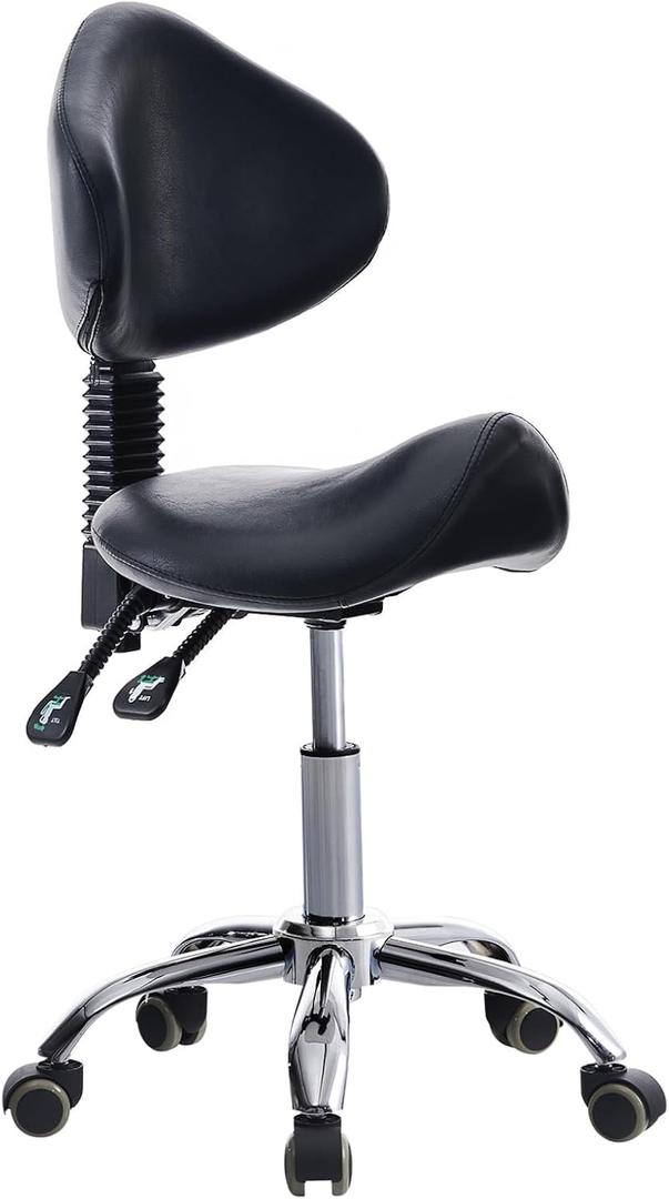Saddle Stool with Wheels Ergonomic Rolling Chair for Nail Tattoo Artist Barber Dentist Clinic Shop Home Massage Facial Office,Adjustable Hydraulic Stool (Black)