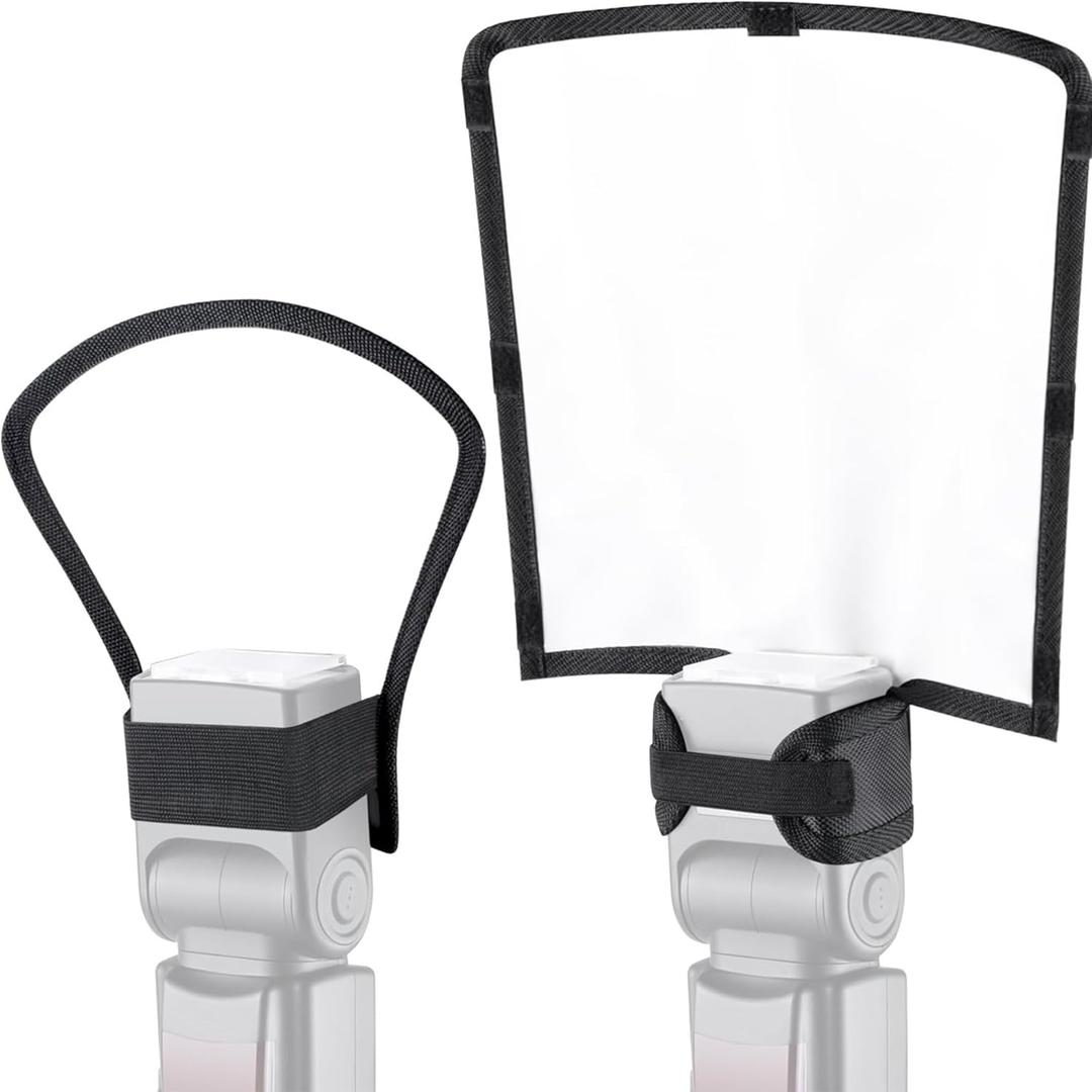 waka Flash Diffuser Reflector Kit - Bend Bounce Flash Diffuser+ Silver/White Reflector for Speedlight, Universal Mount for Canon, Nikon, etc.
