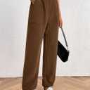 PRETTYGARDEN Women's Pants Dressy Casual 2025 Fall Elastic High Waisted Work Office Corduroy Trouser Slacks with Pockets (Brown)