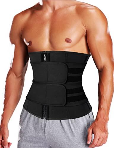 KIWI RATA Mens Workout Waist Trainer Corset Neoprene Sauna Sweat Trimmer Cincher Belt Extra Belly Compression Belts XL