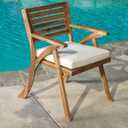 Outdoor Wood Dining Chairs Set of 2 with Cushion Patio Dining Room Chair for Kitchen Front Porch Farmhouse, 400lbs Capacity
