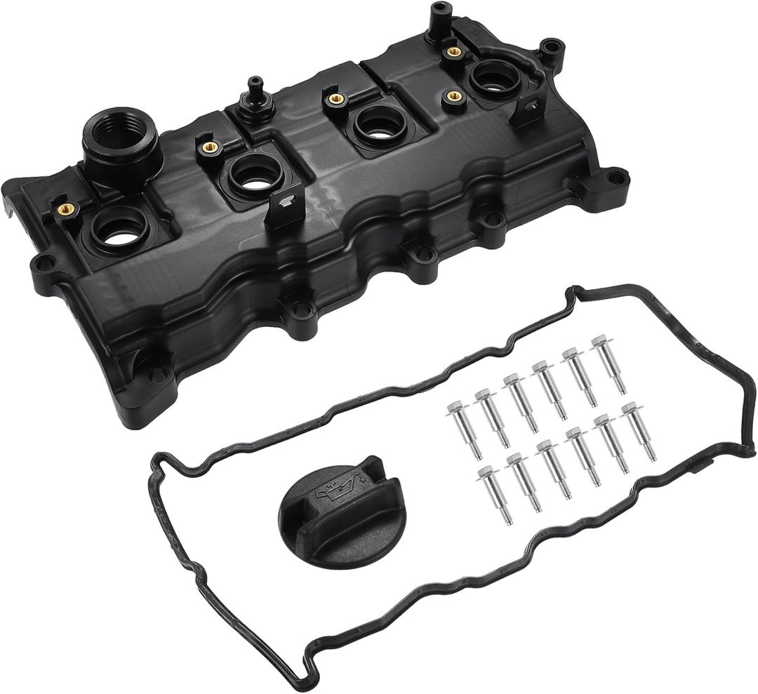 X AUTOHAUX Car Camshaft Engine Valve Cover with Gasket Bolts Kit PCV Valve and Oil Cap NO.13264JA00A/13270JA00A for Nissan Altima 2.5L 2007-2013