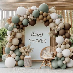 Dusty Green Nude Balloon Garland Double Stuffed Brown Blush White Sand Cream Neutral Balloon Arch Kit Sage Green Beige Balloons for Baby Shower Birthday Wedding Woodland Wild One Party Decor