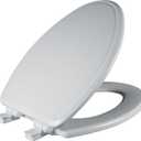 Bemis Ashland Modern Wood Toilet Seat with Decorative Edge, Slow Close, Secure Hinges, Made in USA, Elongated, White