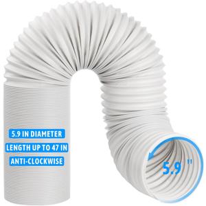 Portable Air Conditioner Hose 5.9'' Diameter AC Vent Hose with Anti-Clockwise Thread Replacement AC Exhaust Hose Extension Length up to 47''