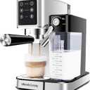 Espresso Machine 20 Bar, Touchscreen Espresso Maker with Automatic Milk Frother for Cappuccino Latte, Expresso Coffee Machine for Home with Dual Heating System and Dual Pump (Silver)