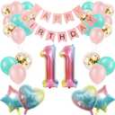 11th Birthday Decorations for Girls Gradient Color Age 11 Birthday Balloons with Happy Birthday Banner for Baby Showers Eleventh Birthday Party Supplies for Girls Boys (11th-Birthday)