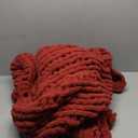 Chunky Knit Throw Blanket 50"X 60", 100% Handmade with Soft Chenille Yarn, 4.4lbs Thick Cable Knitted Blankets, Large Rope Knot Crochet Throws for Couch Sofa Bed Home Decor, Rust