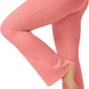 FOHOFO Yoga Pants Women, Flare Leggings for Women with Pockets Crossover High Waisted Bootcut Yoga Pants (Pink, XS)