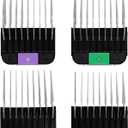 4 Pieces Animal Stainless Steel Attachment Guide Guard Combs for A5 Style Detachable Blade Pet Groomers, 5/8", 3/4", 7/8", 1" Compatible with Wahl KM Series Andis AG BG Oster A5 A6 Animal Clippers