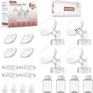 Pump Parts Compatible with Spectra S1/S2/9 Plus Breastpump, 4 Set Replacement Parts for Spectra Include 24mm Flange,Duckbill Valve,Backflow Protector,Tube,Bottle, Not Original Spectra S2 Accessories