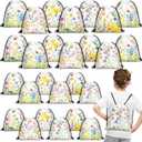 Lothee 30 Pcs Wildflower Party Favor Bags Floral Drawstring Bag Wildflower Birthday Party Decorations Floral Hummingbird Gift Goodie Treat Candy Backpacks for Baby Shower