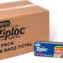 Ziploc Gallon Food Storage Slider Bags, Bulk Storage Bags for Meal Prep, Power Shield Technology for More Durability, 216 Count