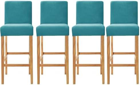 SONNACH Velvet Counter Stool Pub Chair Covers - Removable and Stretchable Slipcovers for a (4, Turqouise)
