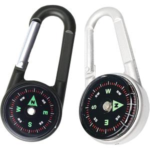 TOODOO 32 Pcs Compass Keychain for Kids Adventure Camping Small Keychain Belt Clips With Holes Compass Metal Buckle Keychain Outdoor Camping Party Favors (Black, White)