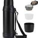 84oz/2.5L Large Coffee Thermoses for Travel Stainless Steel Large Flask with Handle for Hiking Fishing Camping (Black)