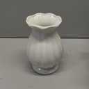 White Vase, Modern Ceramic Flower Vase for Home Dcor, Wavy Edge Ribbed Design Pedestal Vases, Minimalism Flared Vases for Living Room Table Centerpieces (7.5" H x 4.5" W)