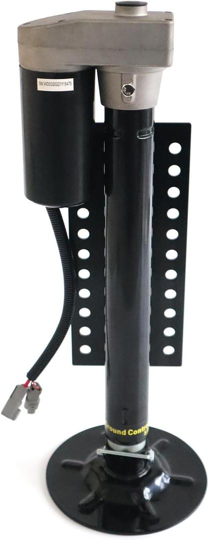 5th Wheel RV Jack Right Leg, Ground Control 3.0 Automatic 5th Wheel RV Leveling System Rear Hall Effect Jack with Motor, 5000 lbs, Black 344792