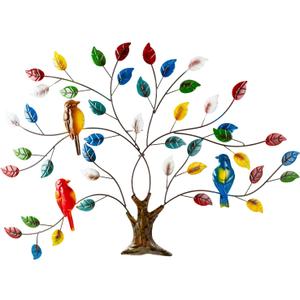 dreamskip Tree of Life Metal Wall Art, 27" Large Outdoor Wall Sculpture with Colorful Leaves and Birds, Tree Metal Wall Decor for Outdoor Indoor, Living Room, Bedroom, Patio, Fence, Garden Decor