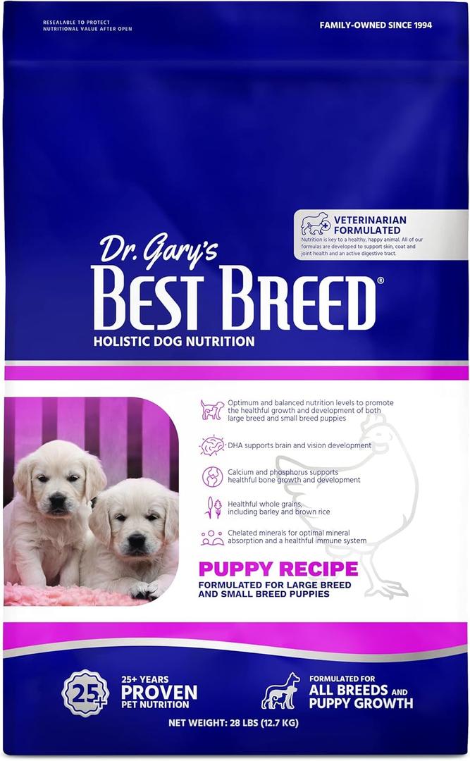 Dr. Gary's Best Breed Puppy Recipe Made in USA [Natural Dry Dog Food] - 28lbs, Dark Brown, Medium (28 Pound (Pack of 1))