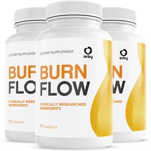 Orby BurnFlow Capsules 100% Natural Formula with Turmeric, BioPerine & More - Non-GMO, Gluten-Free, Made in USA 60 Capsules, 3 Month Supply, EXP: 08/2028