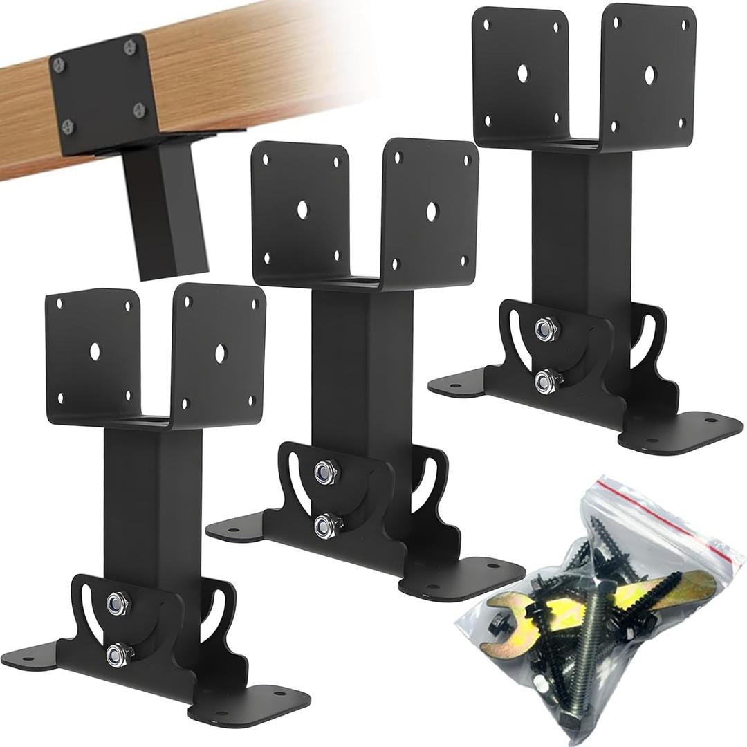 3Pcs Roof Riser Brackets Kit,Pergola Roof Riser Beam Bracket,Heavy Duty Pergola Brackets, ,Adjustable Saddle Roof Riser Post for Gazebo -Includes Screws