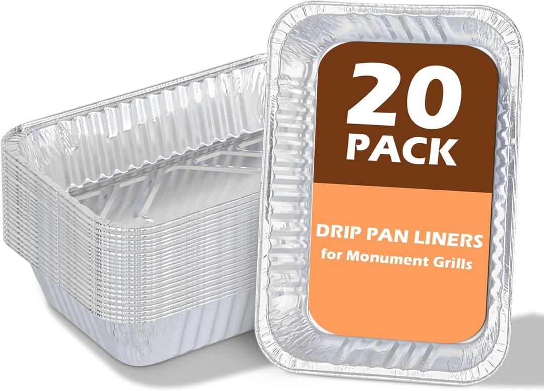 Grease Tray Liners for Monument Gas Grill Replacement Parts, Disposable Grease Box Liner for Most Monument Gas Grills Drip Pan Accessories, for Monument 35633 24367 13892 Aluminum Foil Liner, 20 Pack