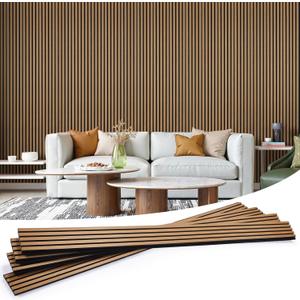 Wood Slat Wall Panels 4 Pack 94.5" x 7.9", Acoustic Wooden Panel for Wall, Soundproof 3D Fluted Panels for Interior Wall Decor, Living Room, Bedroom - Teak (Cover Approx.21 sq.ft)
