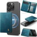 Defencase for Magsafe Wallet Magnetic Card Holder RFID Blocking, PU Leather Minimalist Phone Wallet for MagSafe Phones and Cases for iPhone 17/16/ 15/14/ 13/12/ Pro/Max/Plus/Air, Retro Green