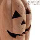Fall Decor - Handmade Terracotta Pumpkin Jack O' Lantern Outdoor Indoor | 15"H Rustic Autumn Festival Decoration, Halloween Decorations, Farmhouse Home Table Decor, For Porch Front Door Mantel