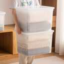 Stackable Plastic Storage Bins with Lids,Container to Organize Shoes and Crafts on Closet Shelves,Garage, Totes, Tubs Boxes Organizing 4 Pack (N-4XXL)